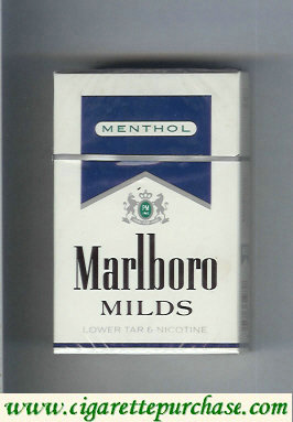 Discount Marlboro Milds Menthol white and blue cigarettes hard box