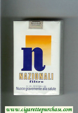 N Nazionali Filtro white and yellow cigarettes soft box