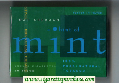 Nat Sherman A Hint of Mint Flavor in Filter cigarettes wide flat hard box