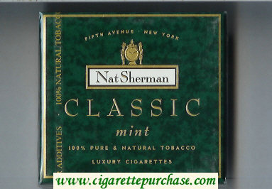 Nat Sherman Classic Mint cigarettes wide flat hard box