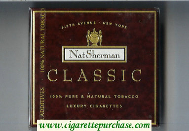 Nat Sherman Classic brown cigarettes wide flat hard box