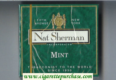 Nat Sherman Mint cigarettes wide flat hard box