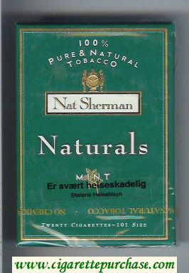 Nat Sherman Naturals Mint 100s green cigarettes wide flat hard box