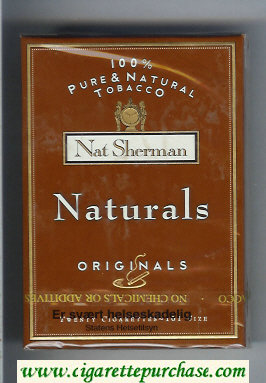 Nat Sherman Naturals Originals 100s brown cigarettes wide flat hard box