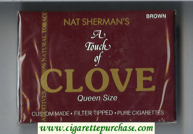 Nat Sherman's A Touch of Clove Brown cigarettes wide flat hard box