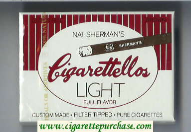 Nat Sherman's Cigarettellos Light Full Flavor Brown cigarettes wide flat hard box