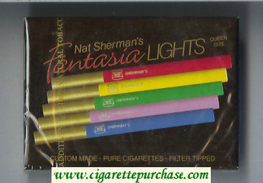 Nat Sherman's Fantasia Lights cigarettes wide flat hard box