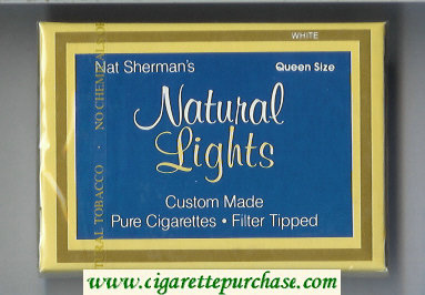 Nat Sherman's Natural Lights White cigarettes wide flat hard box