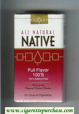 Native All Natural Full Flavor 100s 100 percent Additive-Free cigarettes soft box