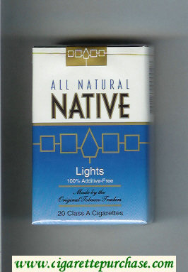 Native All Natural Lights 100 percent Additive-Free cigarettes soft box