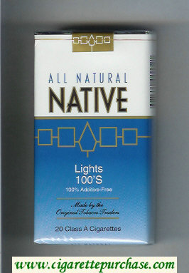 Native All Natural Lights 100s 100 percent Additive-Free cigarettes soft box