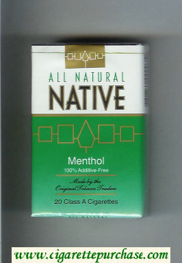 Native All Natural Menthol 100 percent Additive-Free cigarettes soft box
