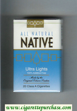 Native All Natural Ultra Lights 100 percent Additive-Free cigarettes soft box