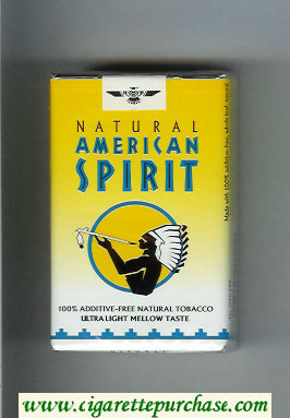 Natural American Spirit Ultra Light Mellow Taste yellow and white cigarettes soft box