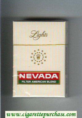 Nevada Lights Filter American Blend white and red and green cigarettes hard box