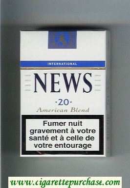 News American Blend International white and blue cigarettes hard box