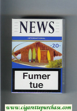 News International white and blue cigarettes hard box