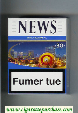 News International 30 white and blue cigarettes hard box