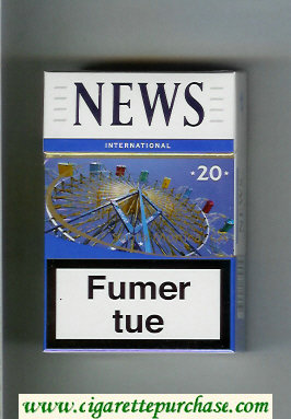 News International 20 white and blue cigarettes hard box