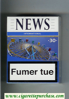 News International 30 white and blue cigarettes hard box