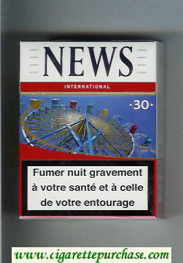 News International 30 white and red cigarettes hard box