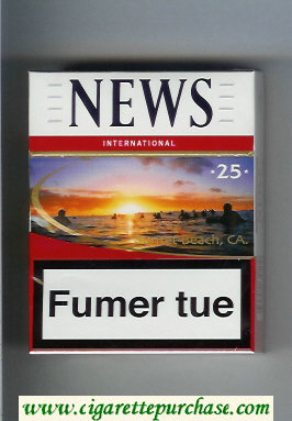 News International 25 white and red hard box cigarettes