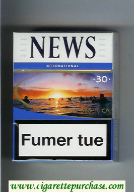 News International 30 Sunset Beach, CA white and blue cigarettes hard box