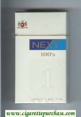 Next 100s white and blue cigarettes hard box