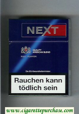 Next 24 Quality American Blend Full Flavor blue and red cigarettes hard box