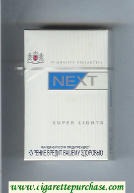 Next Super Lights white and blue cigarettes hard box