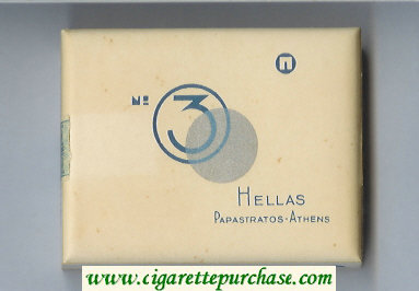 No 3 Hellas cigarettes wide flat hard box