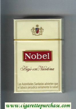 Nobel Bajo En Nicotina yellow and red cigarettes hard box