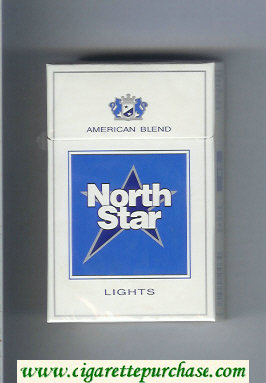 North Star Lights American Blend white and blue cigarettes hard box