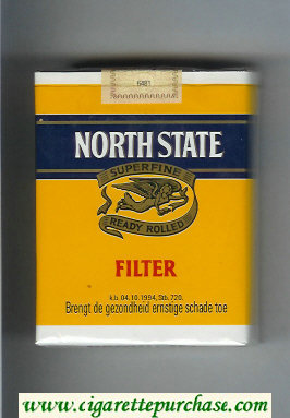 North State Superfine Ready Rolled Filter 25 yellow and black cigarettes soft box