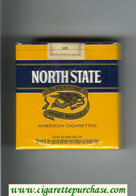 North State Superfine Ready Rolled 25 yellow and black cigarettes soft box