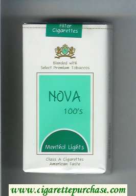 Nova 100s Menthol Lights cigarettes soft box