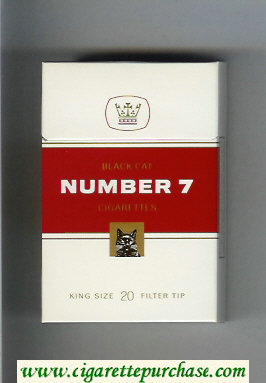 Number 7 Black Cat cigarettes hard box