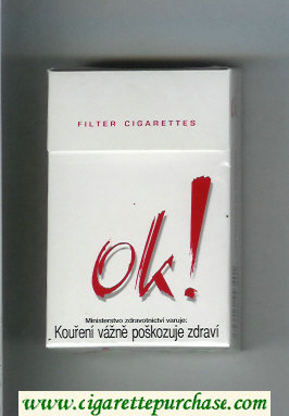 OK exclamation mark Filter cigarettes white and red cigarettes hard box