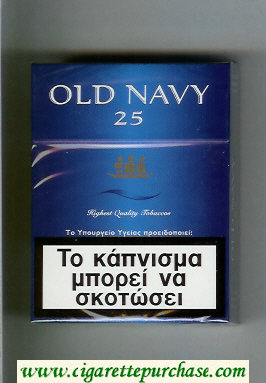 Old Navy 25 Highest Quality Tobaccos blue cigarettes hard box