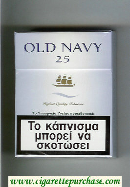 Old Navy 25 Highest Quality Tobaccos grey cigarettes hard box