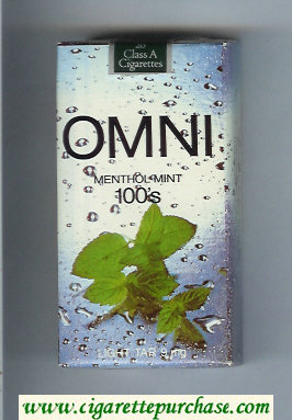 Omni Light Tar 9 mg Menthol Mint 100s white and grey cigarettes soft box