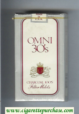 Omni 'O' Filter Milds Charcoal 100s cigarettes soft box