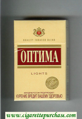 Optima Lights Quality Tobacco Blend cigarettes hard box