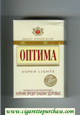 Optima Super Lights Quality Tobacco Blend cigarettes hard box