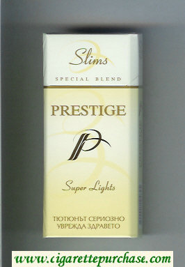 P Prestige Super Lights 100s Slims Special Blend cigarettes hard box