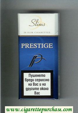 P Prestige Slims 100s blue and white cigarettes hard box