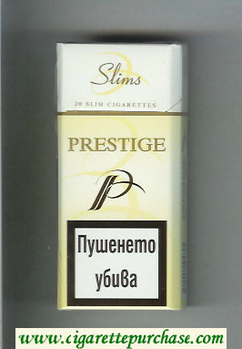 P Prestige Slims 100s yellow and white cigarettes hard box