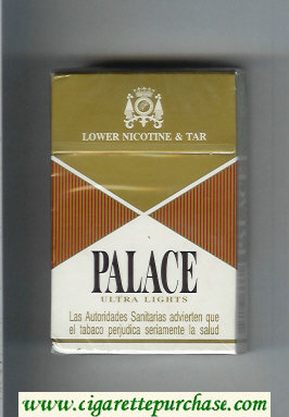 Palace Ultra Lights Lower Nicotine and Tar cigarettes hard box