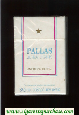 Pallas Ultra Lights American Blend white cigarettes hard box