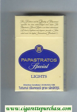 Papastratos Special Lights cigarettes hard box